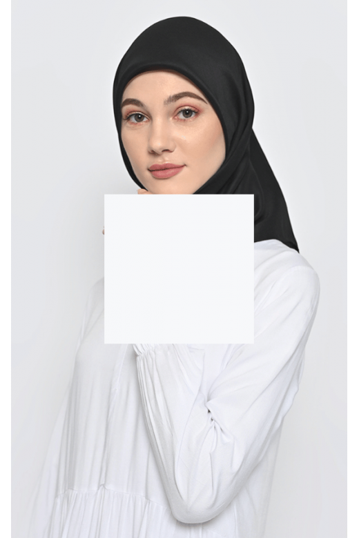 Hijab Segi Empat Voal Lily Jahit Tepi Black